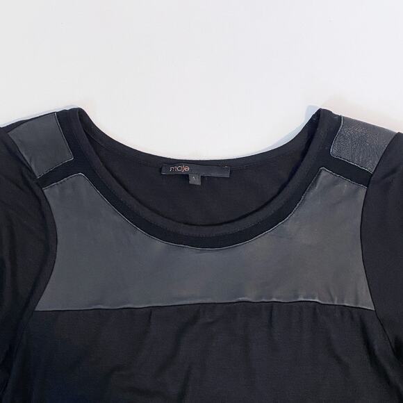 Maje Brindisi Leather Accent Mini Dress - Picture 4 of 7